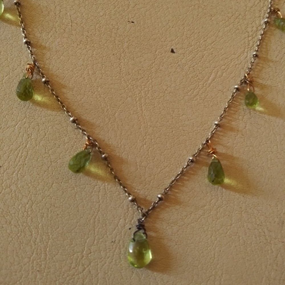 Natural Peridot pear shape 925 necklace